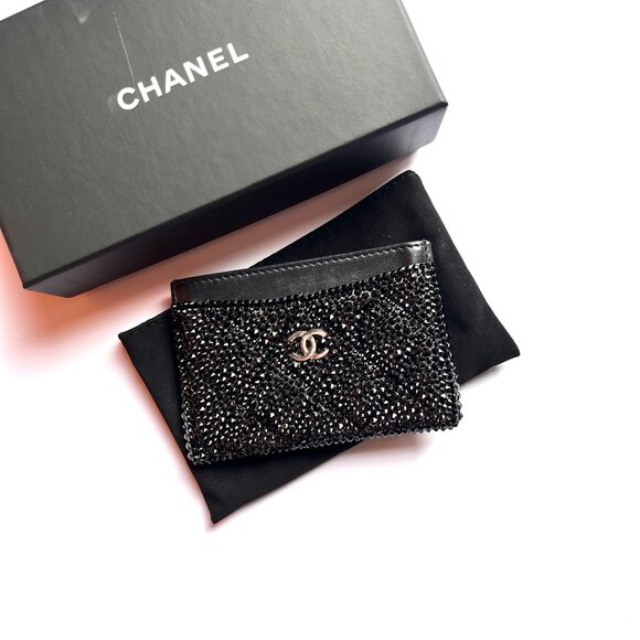 CHANEL Black Swarovski Crystal Leather Card Case Wallet - Picture 4 of 15